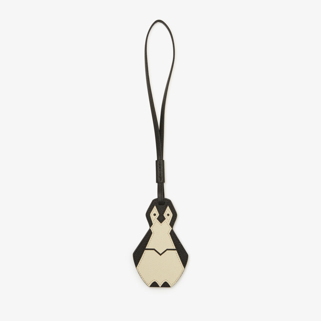 Charm Pinguino - Bianco Pergamena/Nero - Vitello VS - Valextra - 1