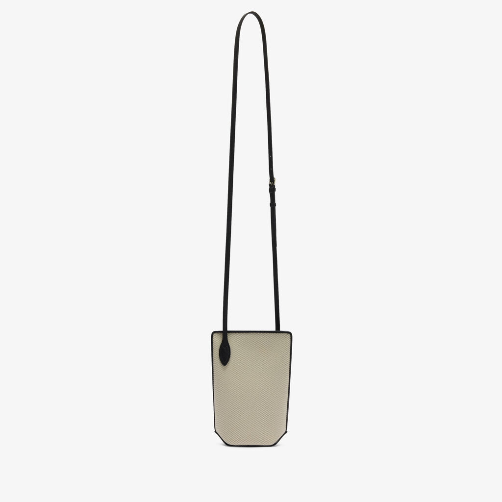 Vivi Textured Canvas Crossbody Phone Bag - Grey/Black - Canvas Eutolbat/Vitello Millepunte Soft - Valextra - 4