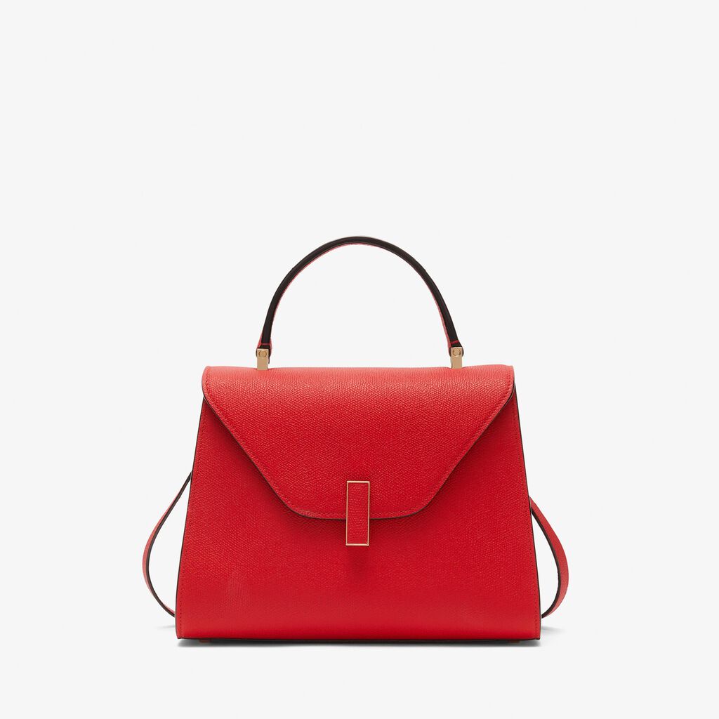 Women's Red Leather Medium top handle bag | Valextra Iside