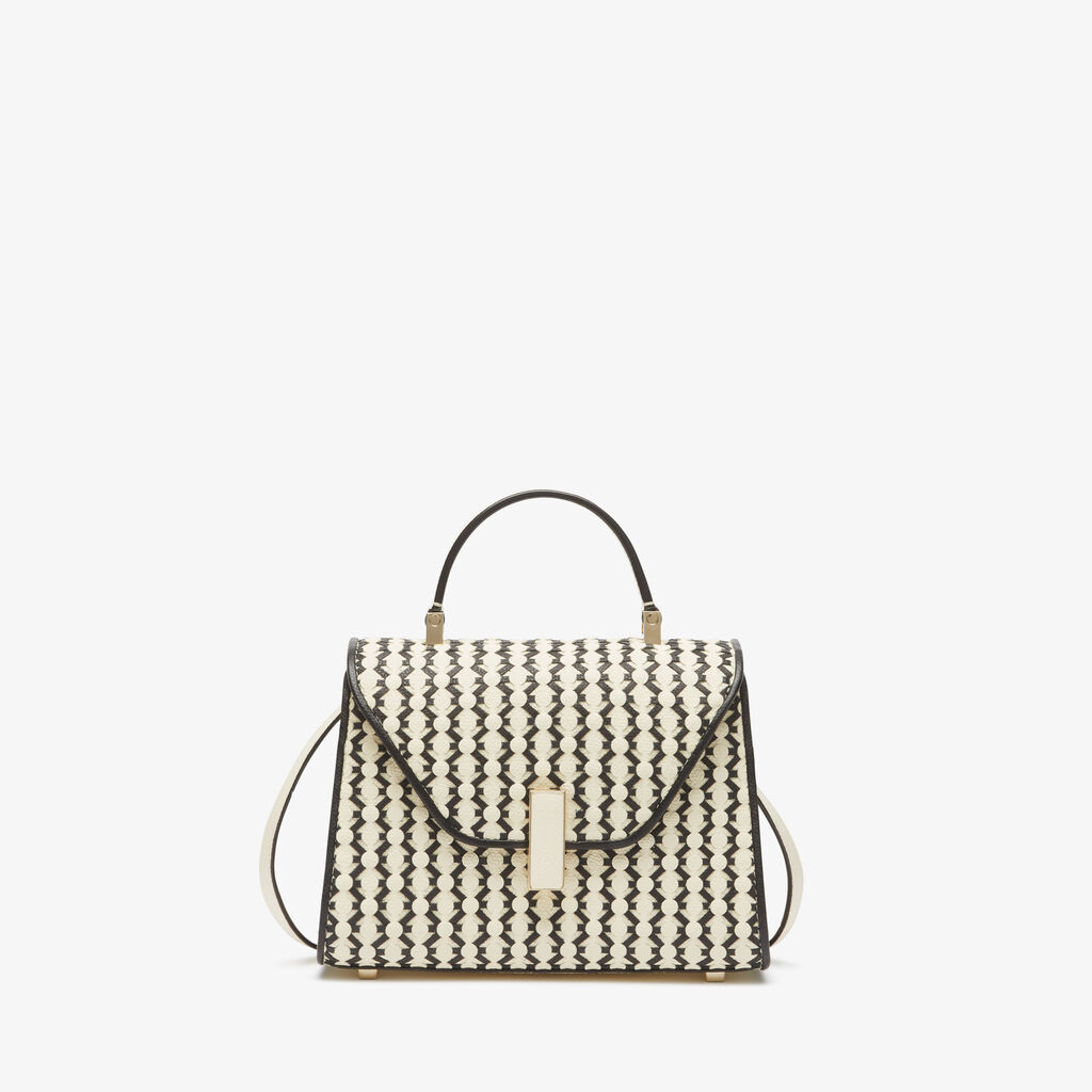 Iside Lace Crossbody Micro Bag - Pergamena White/Black - Vitello VS Intreccio - Valextra - 1