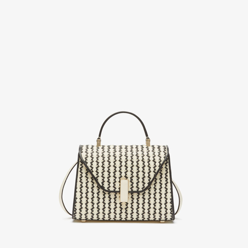 Iside Lace Crossbody Micro Bag - Pergamena White/Black - Millepunte calf leather - Valextra - 1