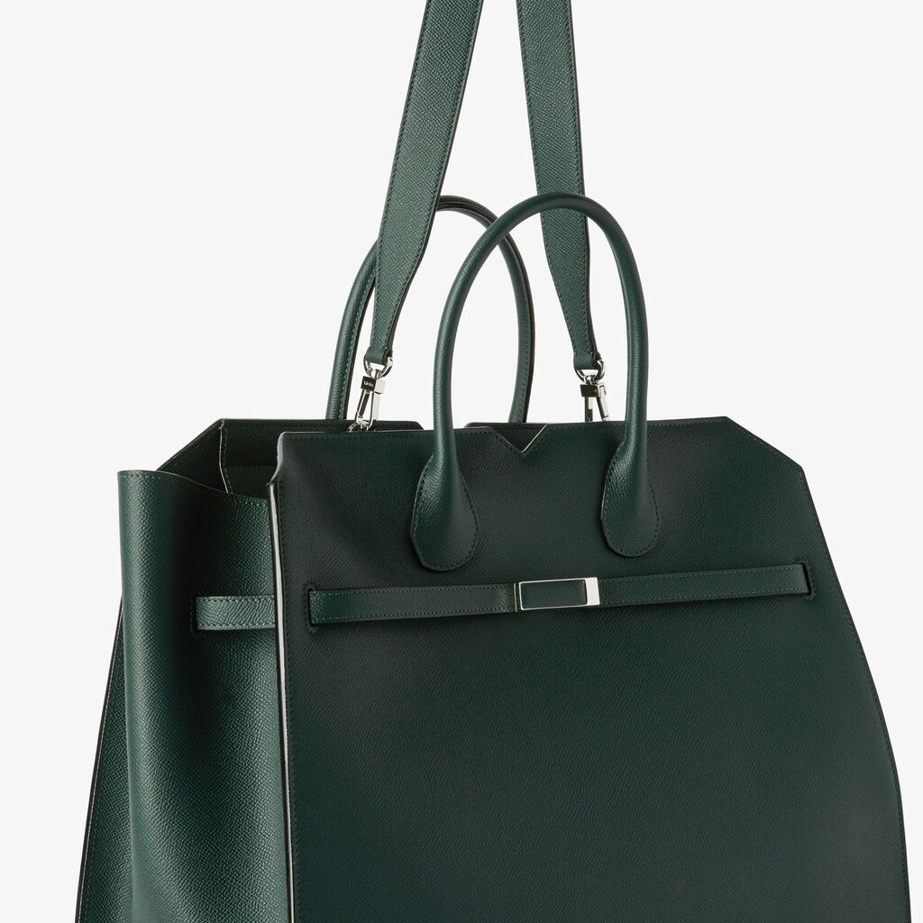 Milano Two Handles Large Bag - Valextra Green - Millepunte Soft calf leather - Valextra - 3
