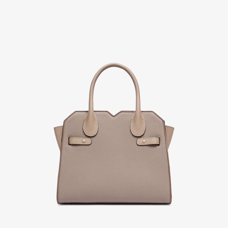 Milano Chiaroscuro Two Handles Mini Bag - Pink Nude/Sahara Brown - Millepunte Soft calf leather - Valextra - 6