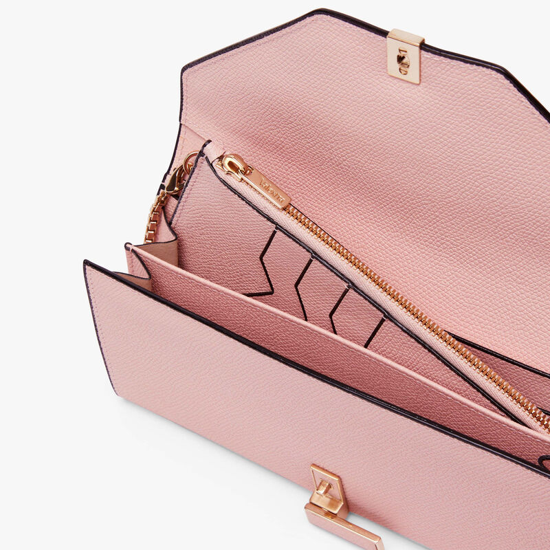 Iside continental purse with chain - Peony Pink - Millepunte calf leather - Valextra - 2