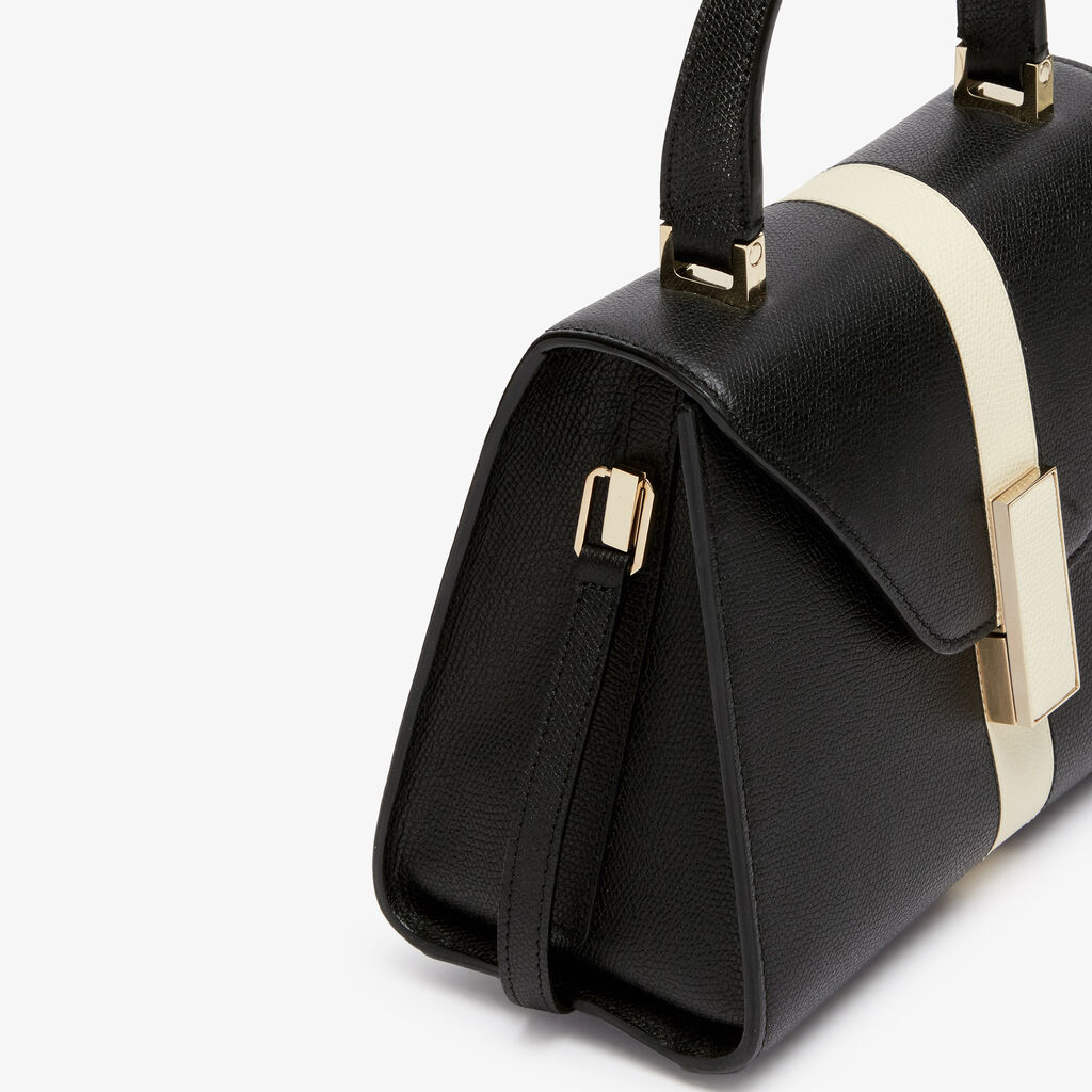 Iside Intarsia Line Top Handle Mini Bag - Black/Pergamena White - VS Vitello Line - Valextra - 4