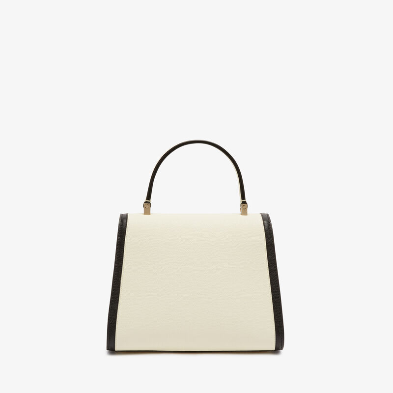 Iside Mini Bag Intarsia - Pergamena White/Black - Millepunte calf leather - Valextra - 6