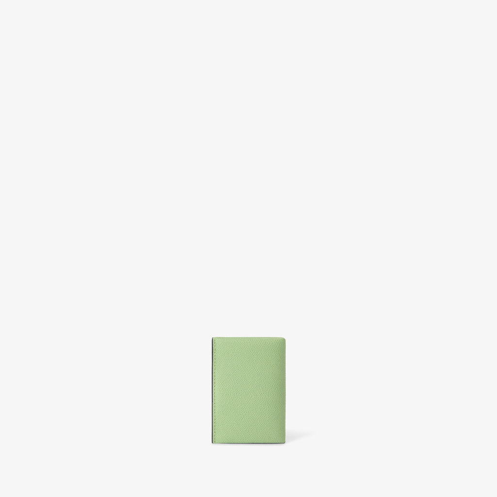 Card Case with Button - Aloe Green/Black - Millepunte calf leather - Valextra - 3