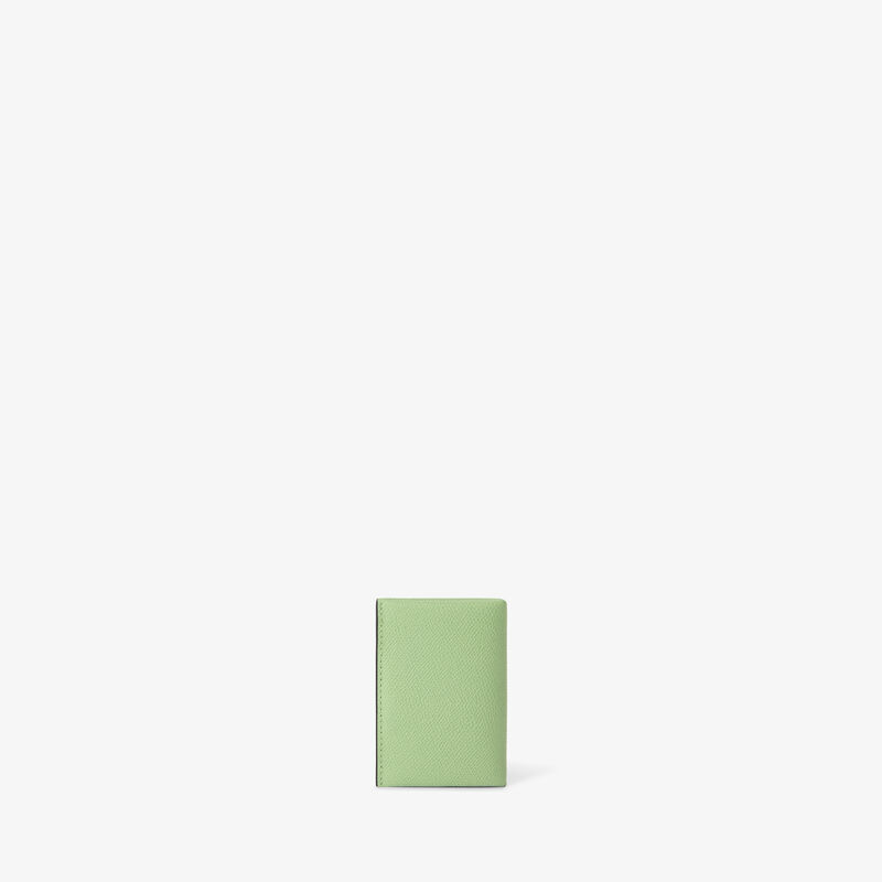 Card Case with Button - Aloe Green/Black - Millepunte calf leather - Valextra - 3
