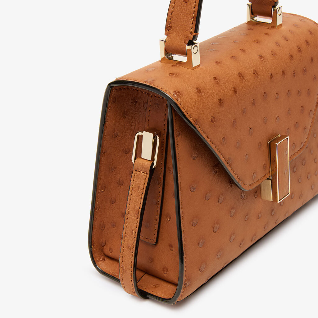 Iside Ostrich Crossbody Micro Bag - Gold Brown - Struzzo - Valextra - 3