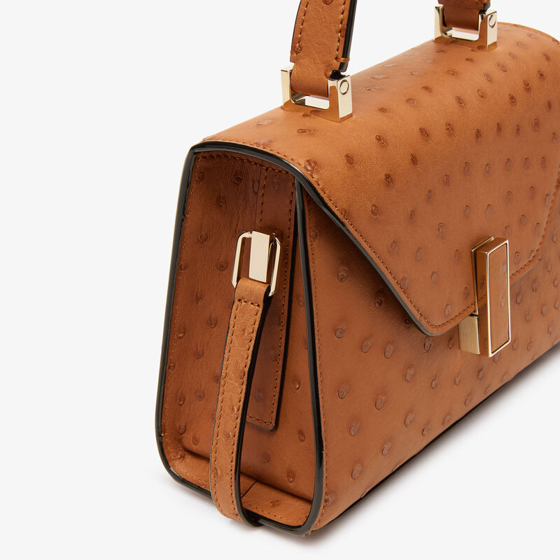 Iside Ostrich Crossbody Micro Bag - Gold Brown - Exotic - Valextra - 3
