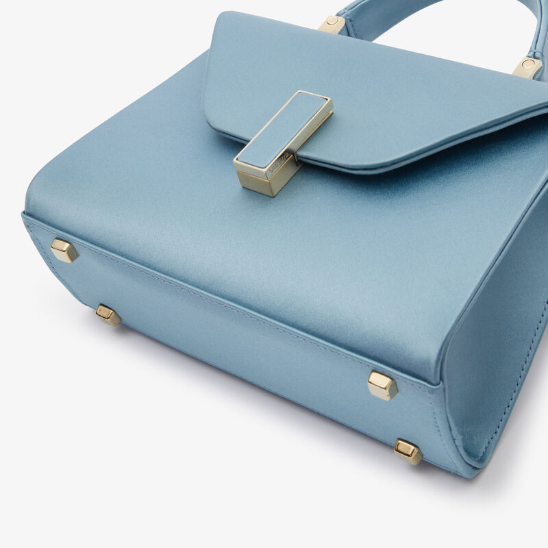 Iside Satin Top Handle Micro Bag - Niagara Blue - Satin and Millepunte calf leather - Valextra - 4