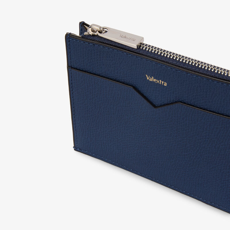 Card Holder 8CC with Zip - Sapphire Blue - Millepunte calf leather - Valextra - 2