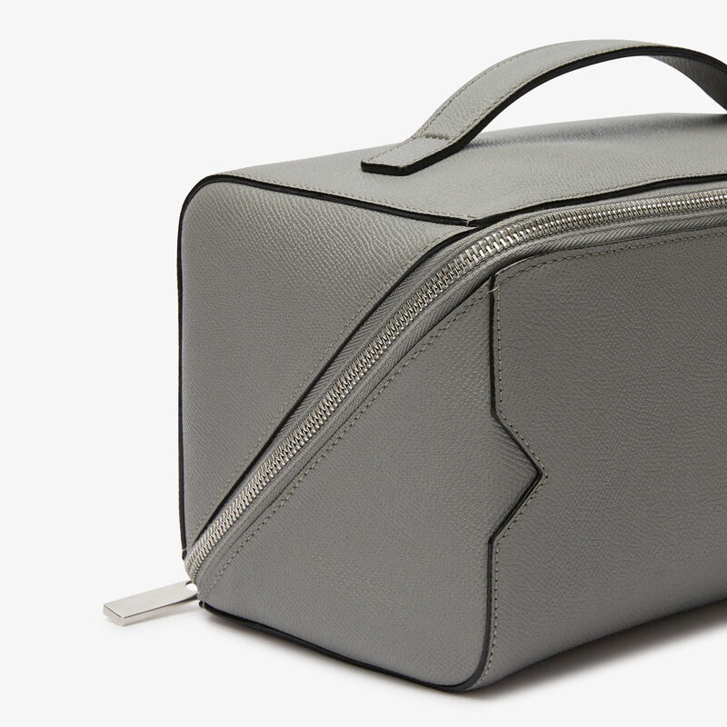 V-line Wash Bag - Cement Grey - Millepunte Soft calf leather - Valextra - 3