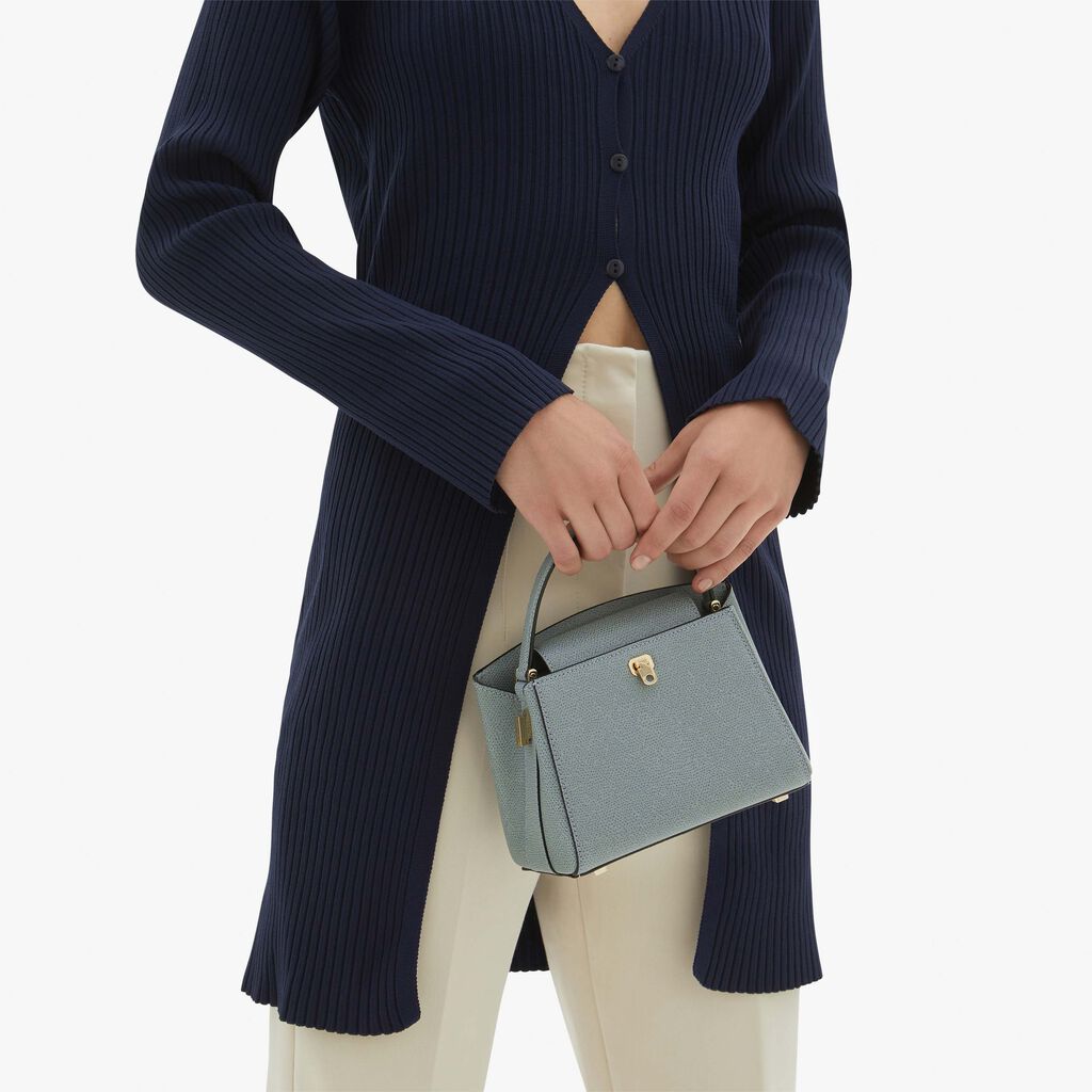 Brera Crossbody Micro Bag - Smokey Blue - Vitello VS - Valextra - 2