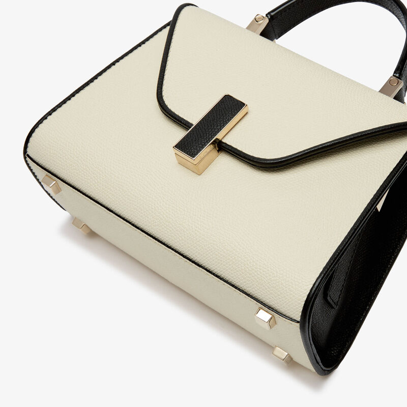 Iside Chiaroscuro Crossbody Micro Bag - Pergamena White/Black - Millepunte calf leather - Valextra - 5