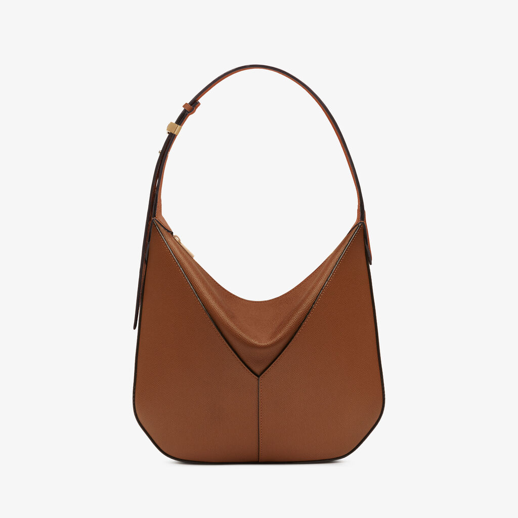 Vivi Hobo Mini Bag - Chocolate Brown - Vitello Millepunte Soft - Valextra - 1