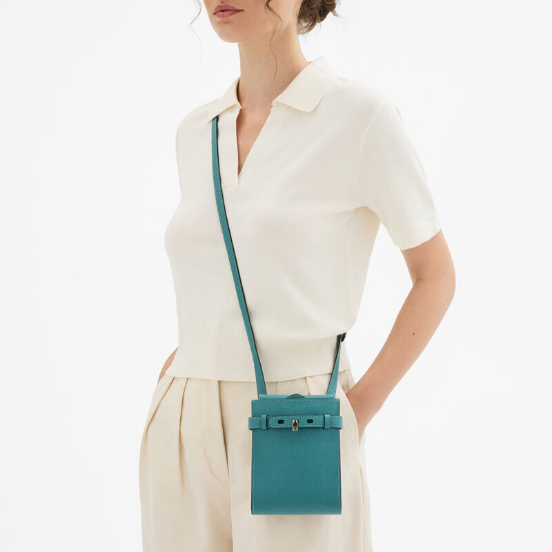 Brera B-Tracollina Slim Crossbody Micro Bag - Bottle Green - Millepunte calf leather - Valextra - 2