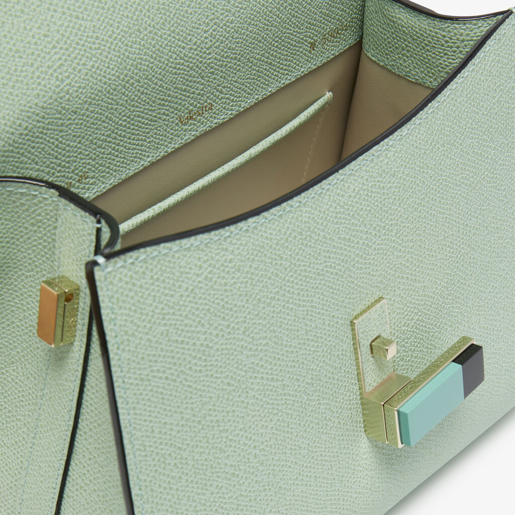 Borsa a mano Iside Plexi Mini - Verde Acqua/Verde LatteMenta/Nero - Vitello VS - Valextra - 5