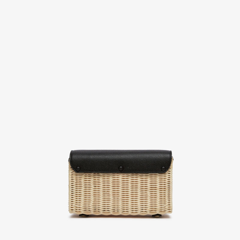 Iside Wicker Clutch - Beige/Black - Natural wiker and Millepunte calf leather - Valextra - 6