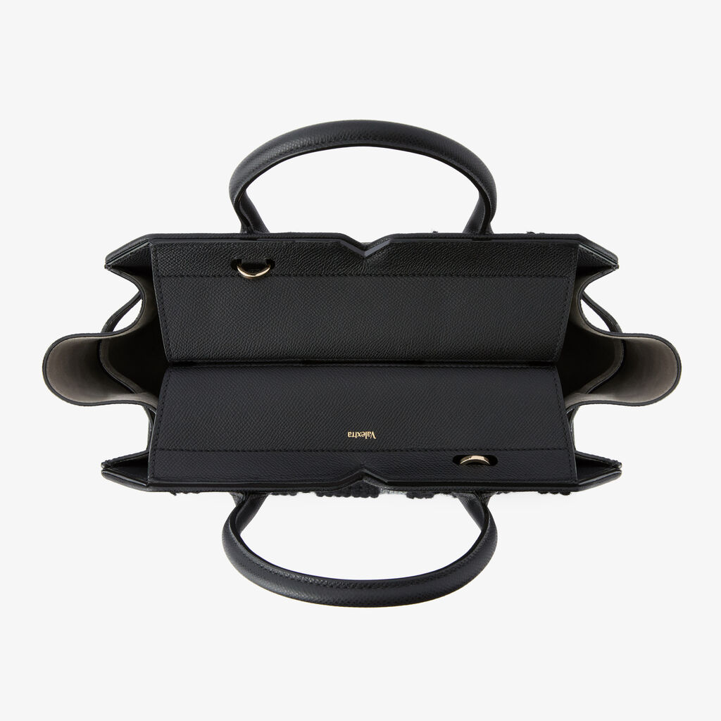 Milano Forest Pibiones Two Handles Medium Bag -  - Tessuto Pibiones Foresta/Vitello Millepunte Soft - Valextra - 7