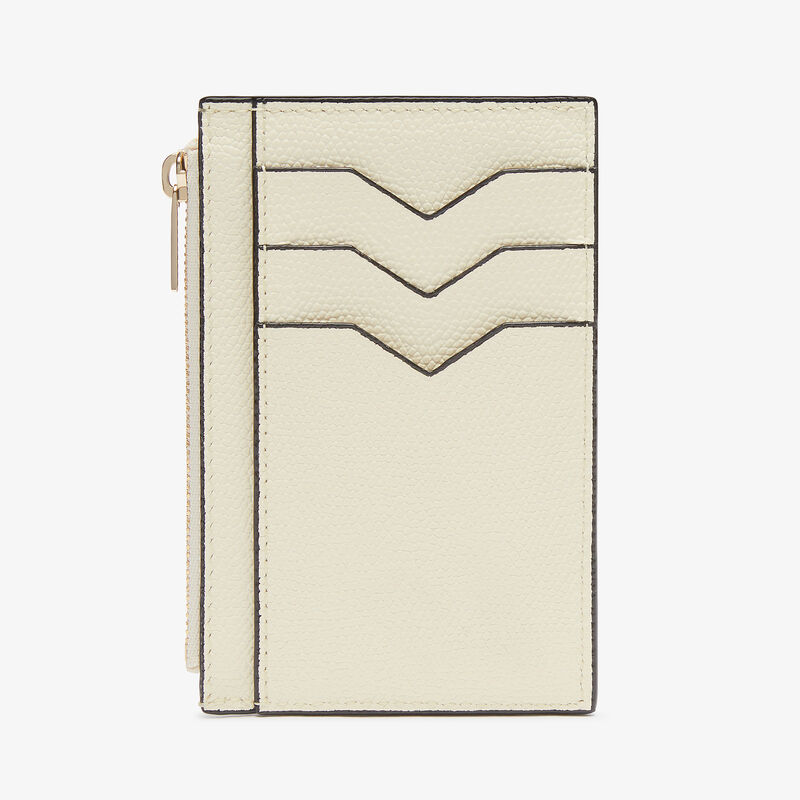 Card Holder 3CC with Zip - Pergamena White - Millepunte calf leather - Valextra - 5