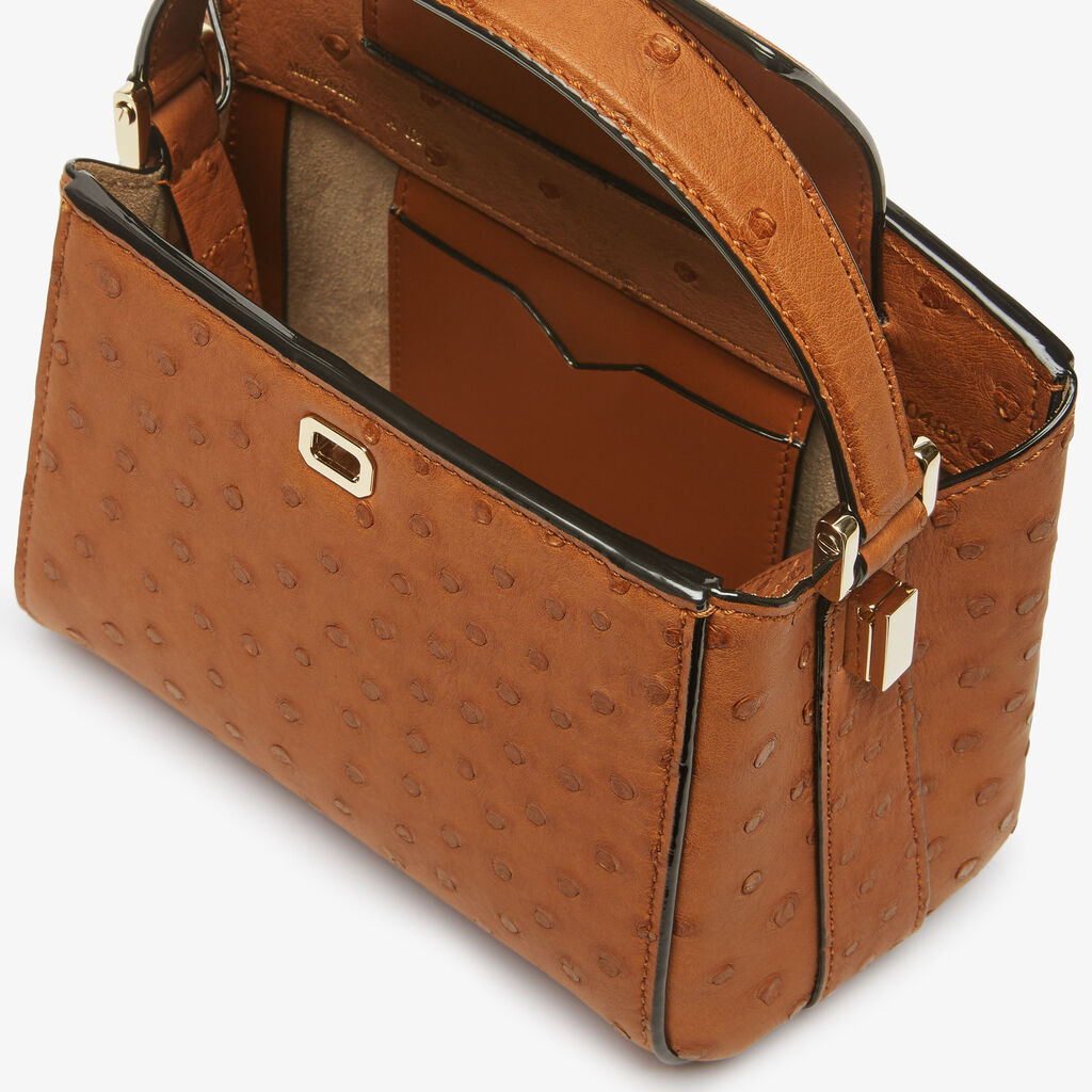Brera Ostrich Crossbody Micro Bag - Gold Brown - Struzzo - Valextra - 2