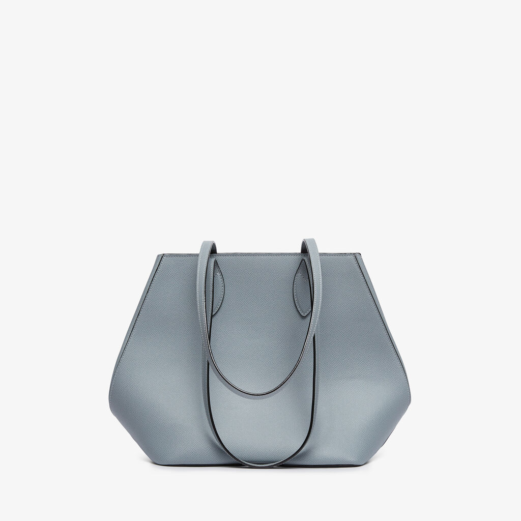 Vivi Shopping Medium Bag - Niagara Blue - Vitello Millepunte Soft - Valextra - 1