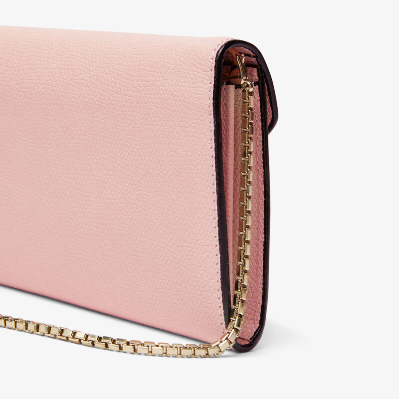 Iside continental purse with chain - Peony Pink - Millepunte calf leather - Valextra - 4