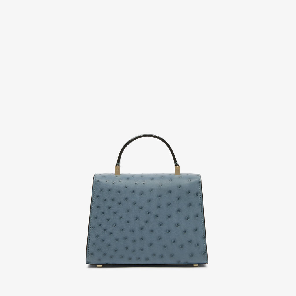 Iside Ostrich Crossbody Micro Bag - Avio Blue - Struzzo - Valextra - 5