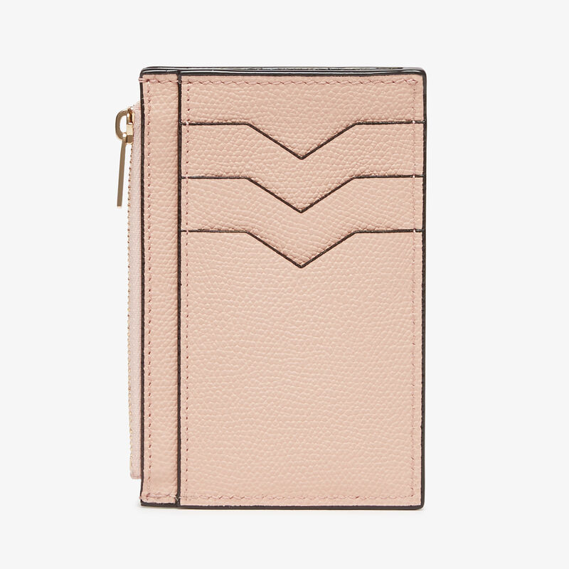 Card Holder 3CC with Zip - Bonne Mine Pink - Millepunte calf leather - Valextra - 5