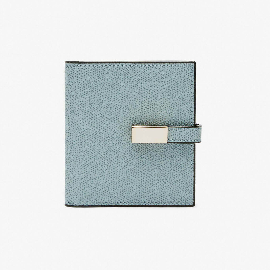 Small Wallet With Coin Purse - Smokey Blue - Millepunte calf leather - Valextra - 5