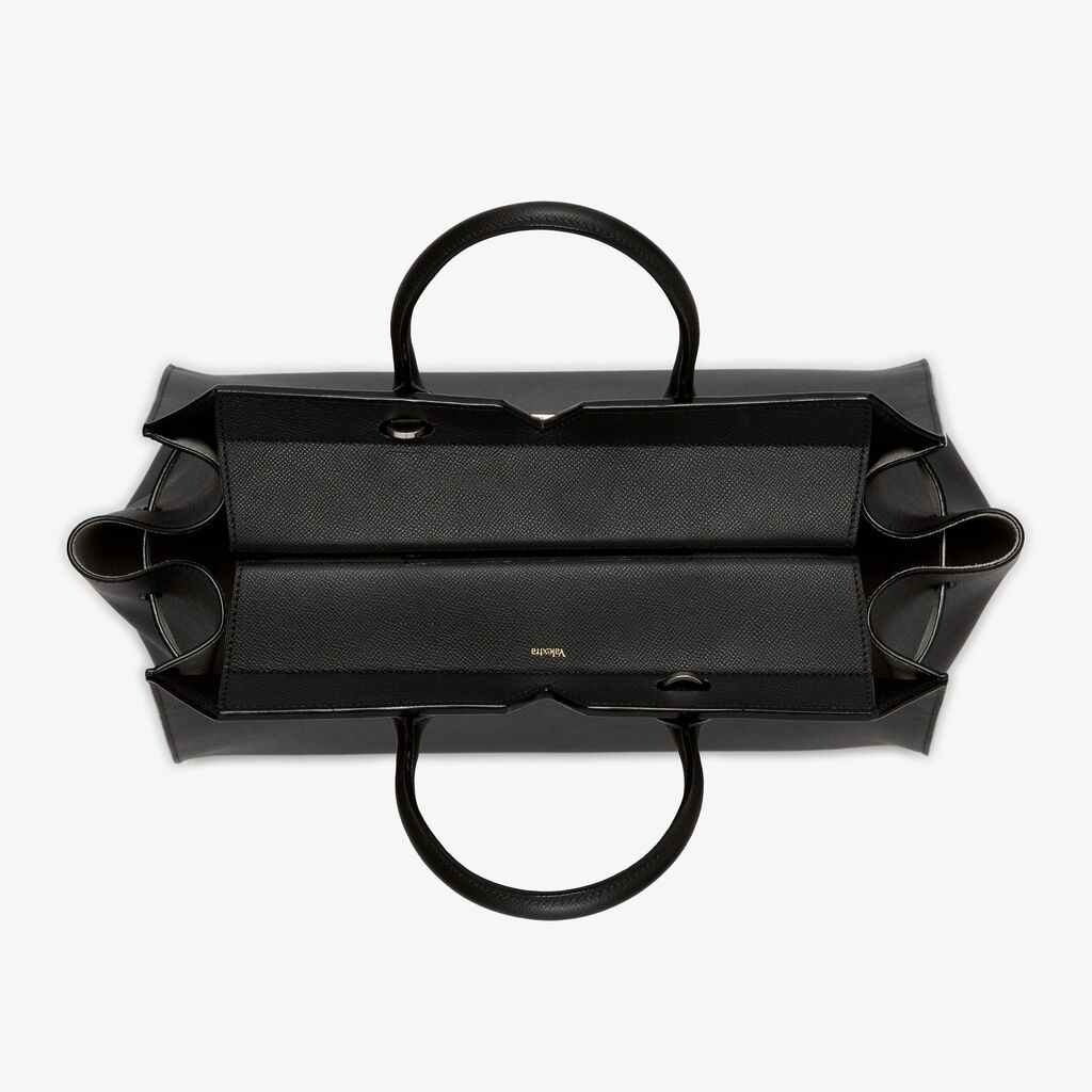 Milano Two Handles Large Bag - Black - Vitello Millepunte Soft - Valextra - 7