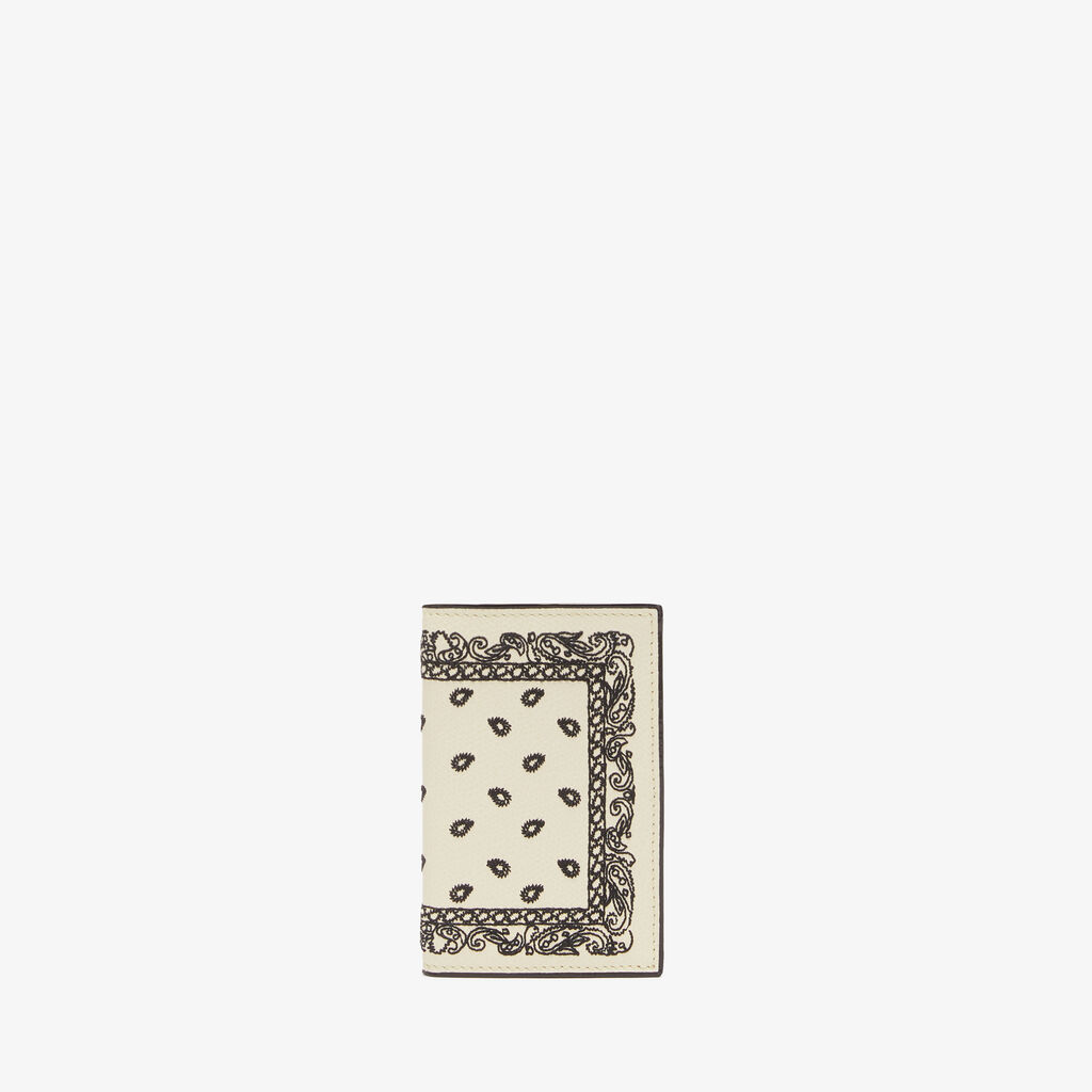 Bandana Card Case Onda - Pergamena White/Black - Vitello VS-Ricamo Paisley - Valextra - 1