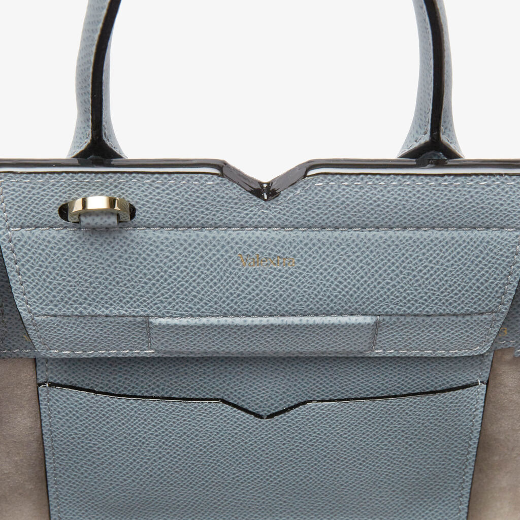 Borsa a Tracolla Milano Micro - Blu Niagara - Pelle di vitello Millepunte Soft - Valextra - 5