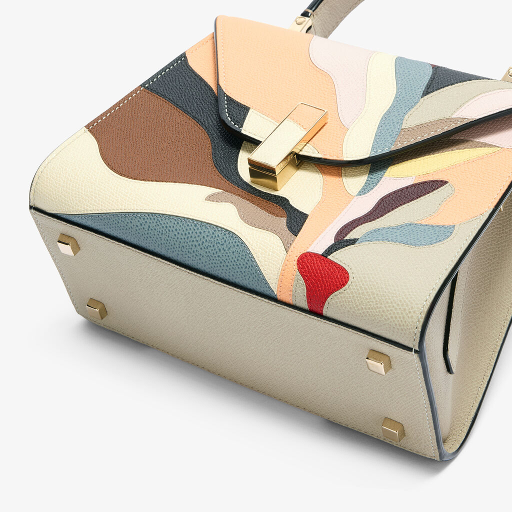 Iside Intarsia Foliage Top Handle Mini Bag -  - Vitello VS - Intarsio Foglie - Valextra - 4