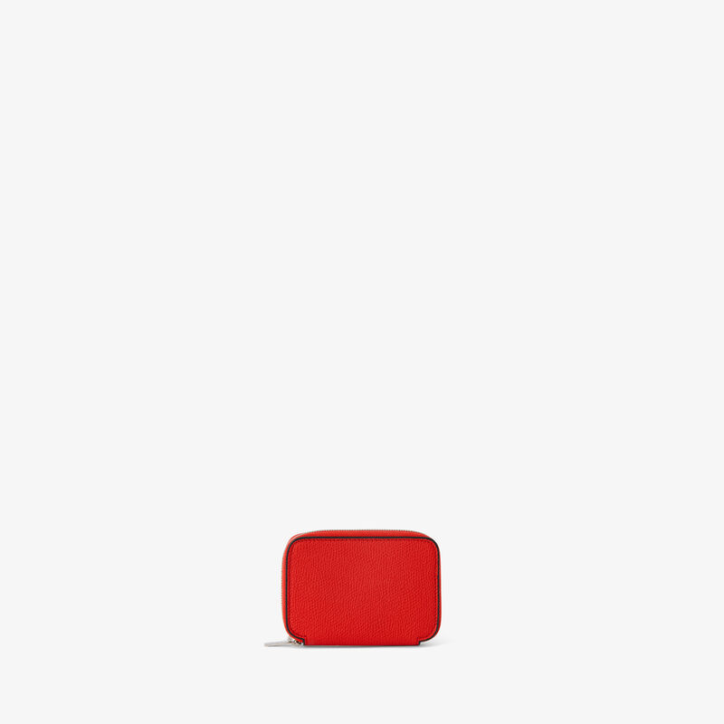 Card Holder Zip Around - Crimson Red - Millepunte calf leather - Valextra - 3
