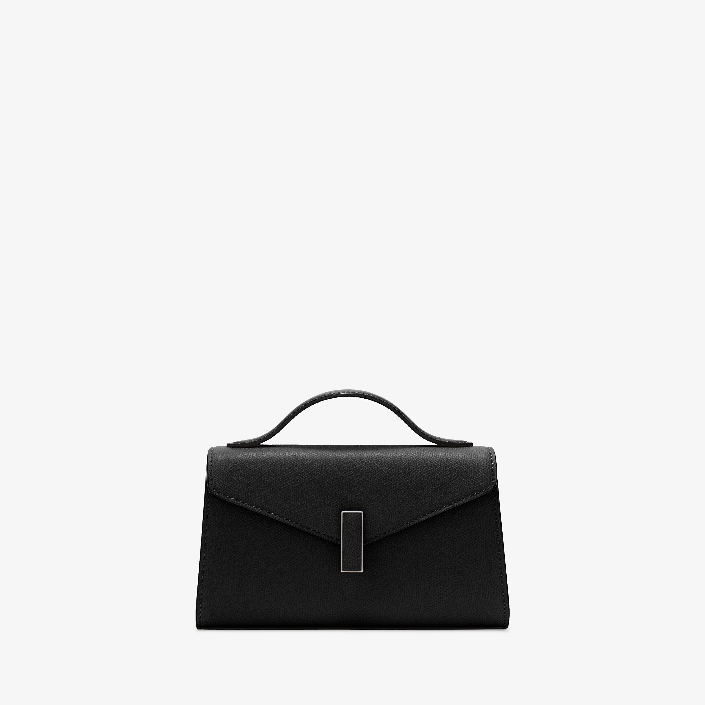 Women's Black Luxury Leather Iside Tìn Top Handle Bag | Valextra
