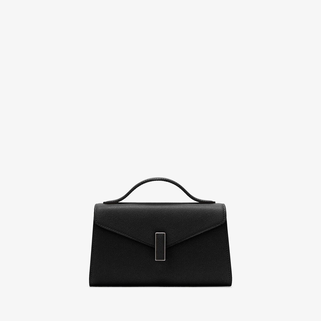 Iside T&igrave;n Top Handle Bag - Black - Millepunte calf leather - Valextra - 4