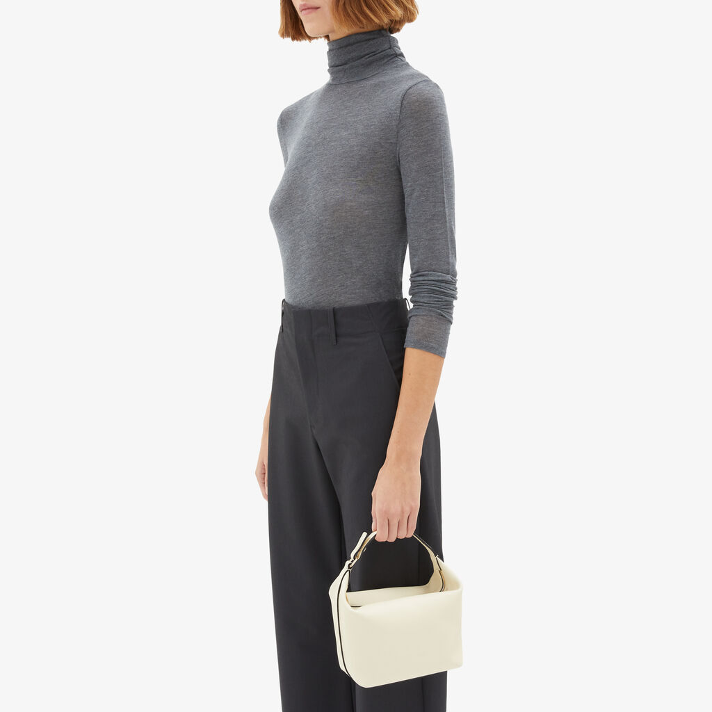 Mochi Top Handle Mini Bag - Pergamena White - Vitello Millepunte Soft - Valextra - 2