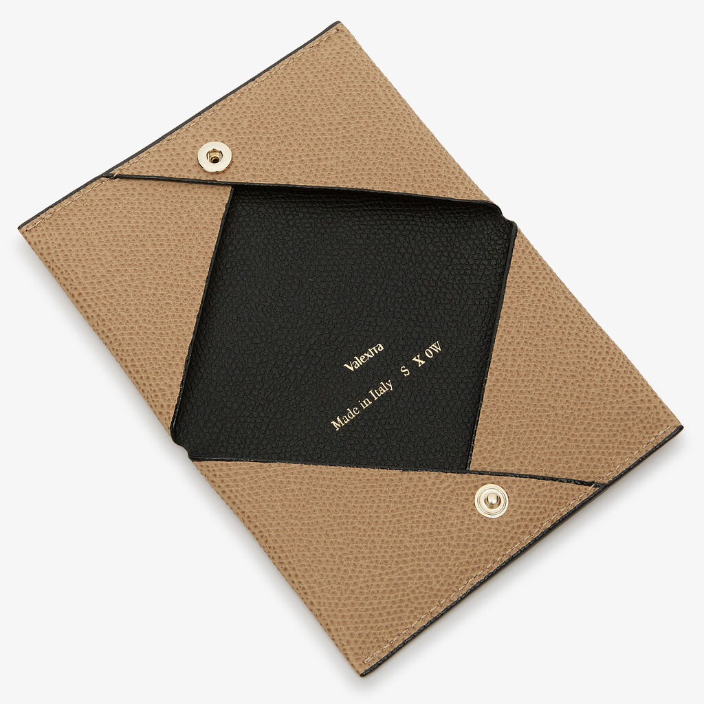 Card Case with Button - Cashmere Beige/Black - Vitello VS - Valextra - 2