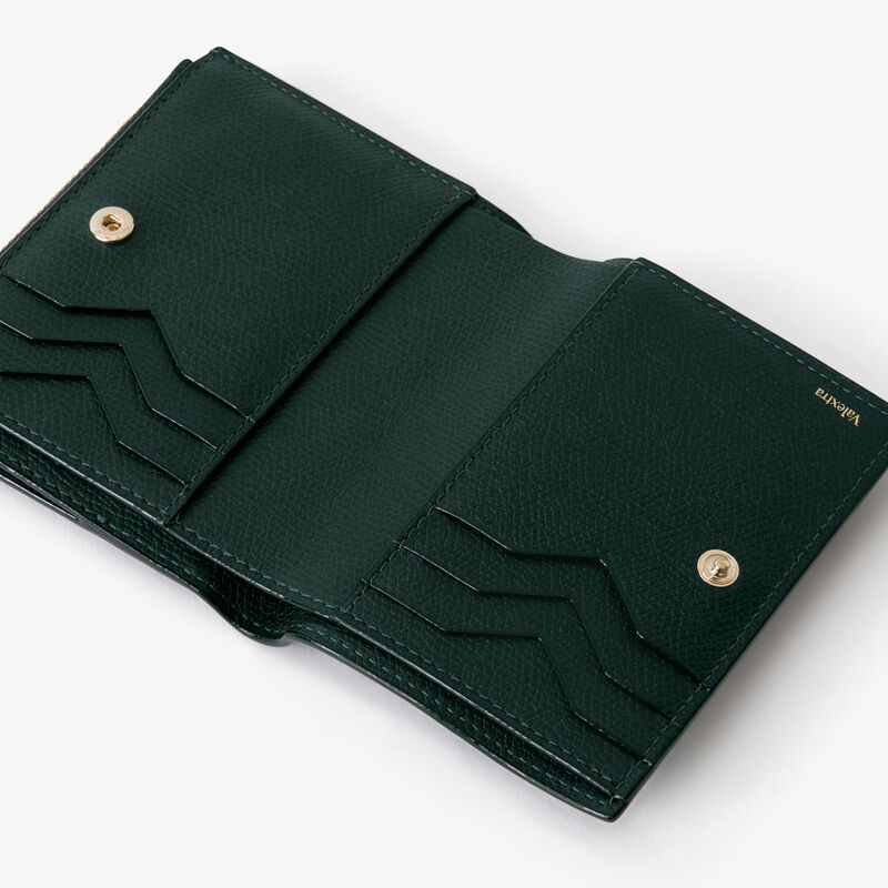 Purse with Coin Holder 6CC - Valextra Green - Millepunte calf leather - Valextra - 2