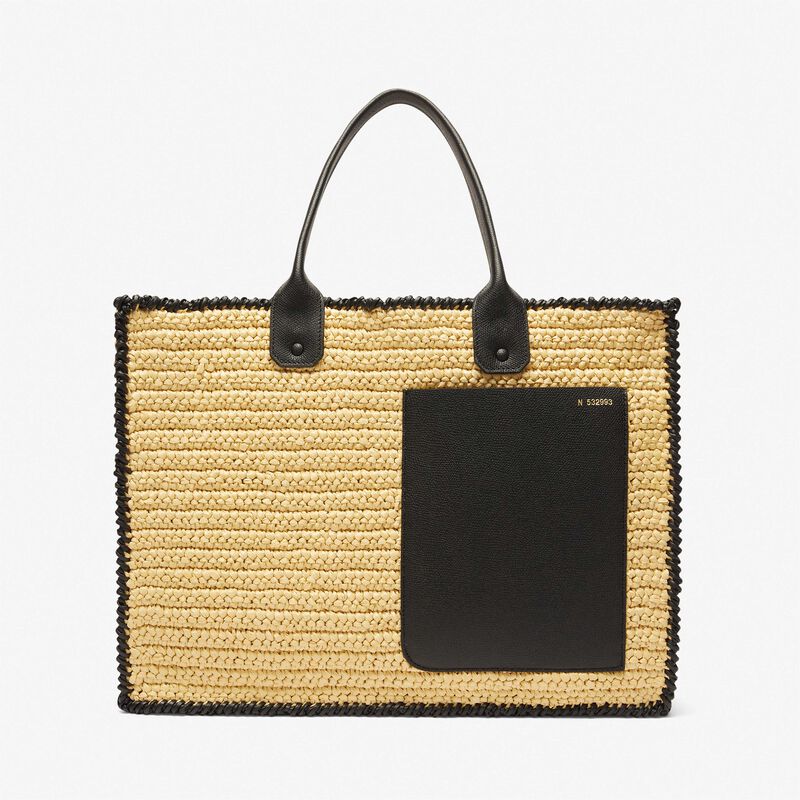 Soft Tote Raffia Crochet Large bag - Beige/Black - Other - Valextra - 1