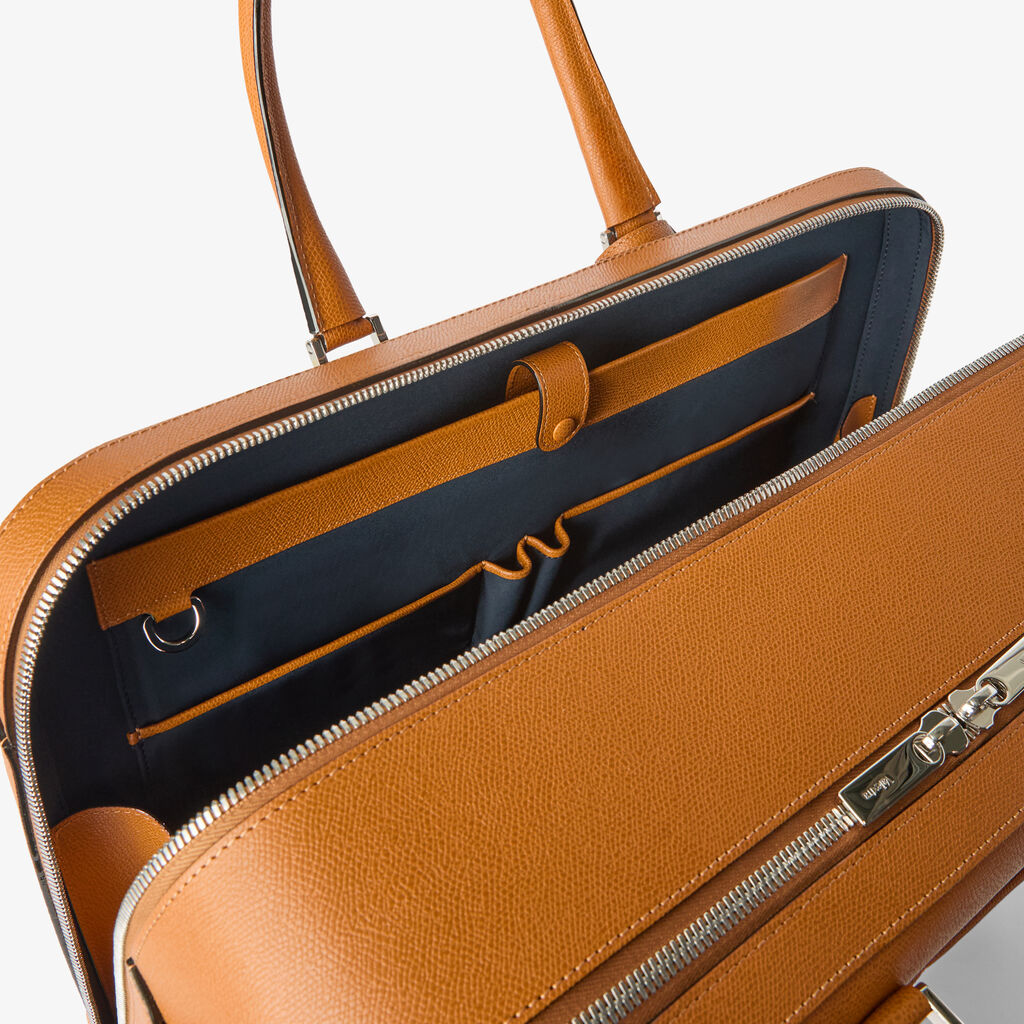 Avietta Travel Bag Two Chambers - Havana Brown - Millepunte calf leather - Valextra - 2