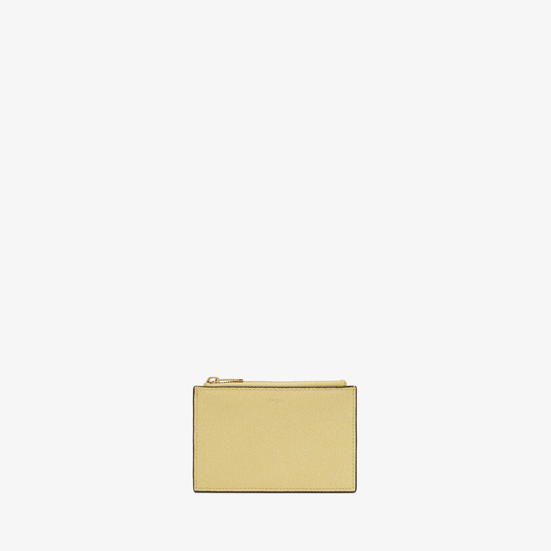 Card Holder with Zip Pocket 3CC - Vanilla Yellow/Cement Grey - Millepunte calf leather - Valextra - 4