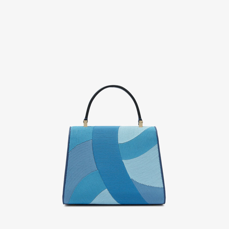 Iside Patchwork Top Handle Mini Bag - Sapphire Blue/Blue Color Mix - Millepunte calf leather - Valextra - 6