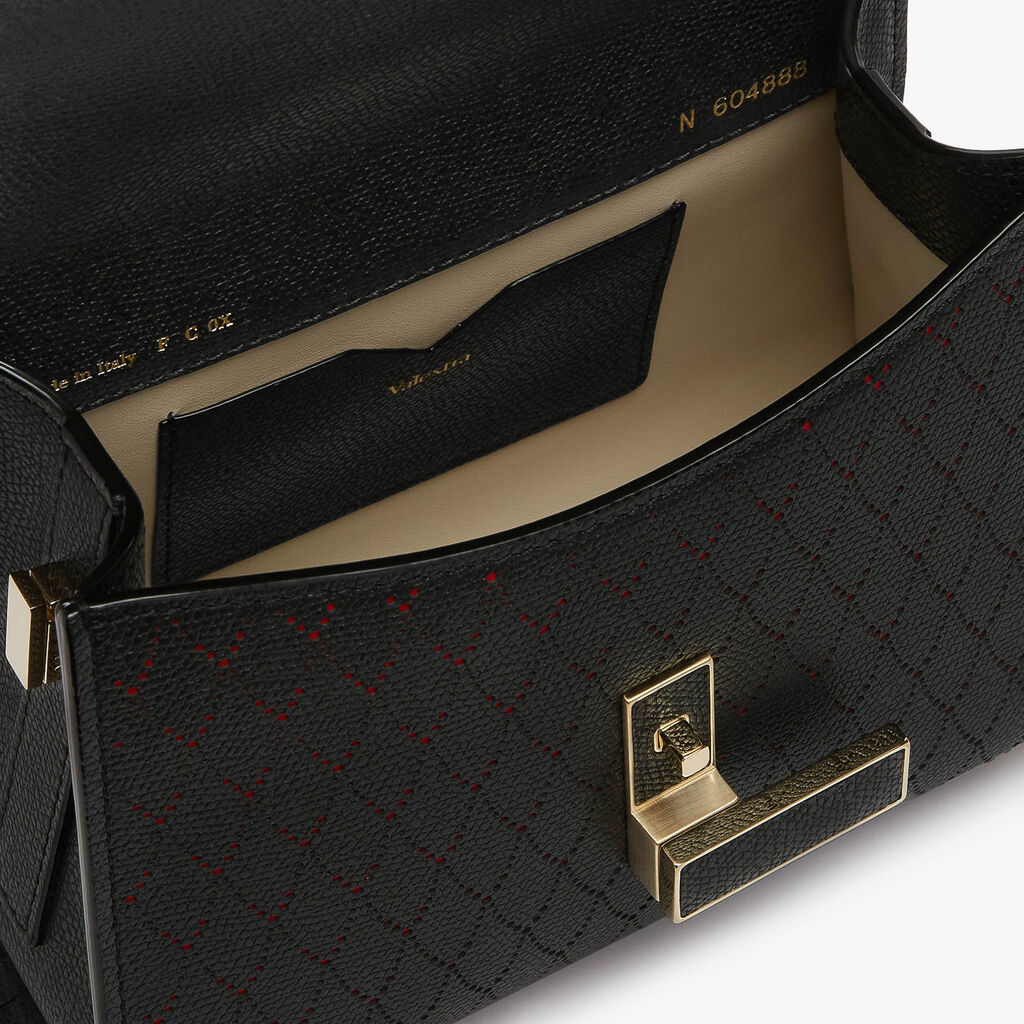 Iside Snake Crossbody Micro Bag - Black/Crimson Red - Vitello VS-Foratura a Contrasto - Valextra - 2