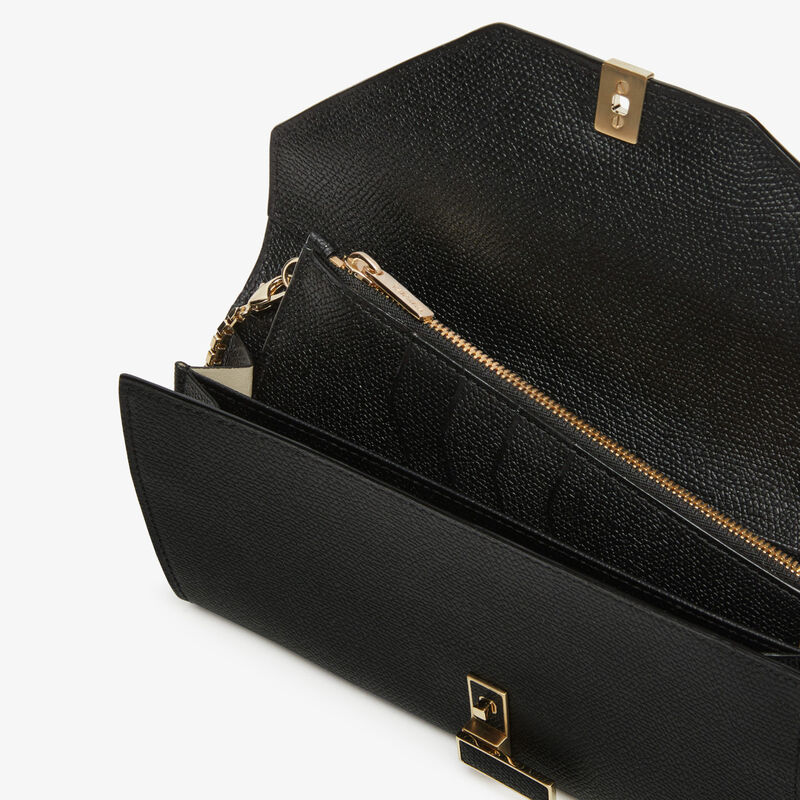 Iside continental purse with chain - Black - Millepunte calf leather - Valextra - 3