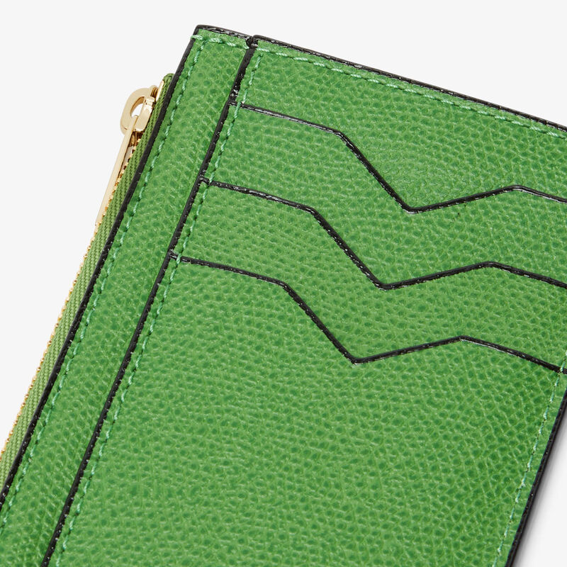 Card Holder 3CC with Zip - Grass Green - Millepunte calf leather - Valextra - 3