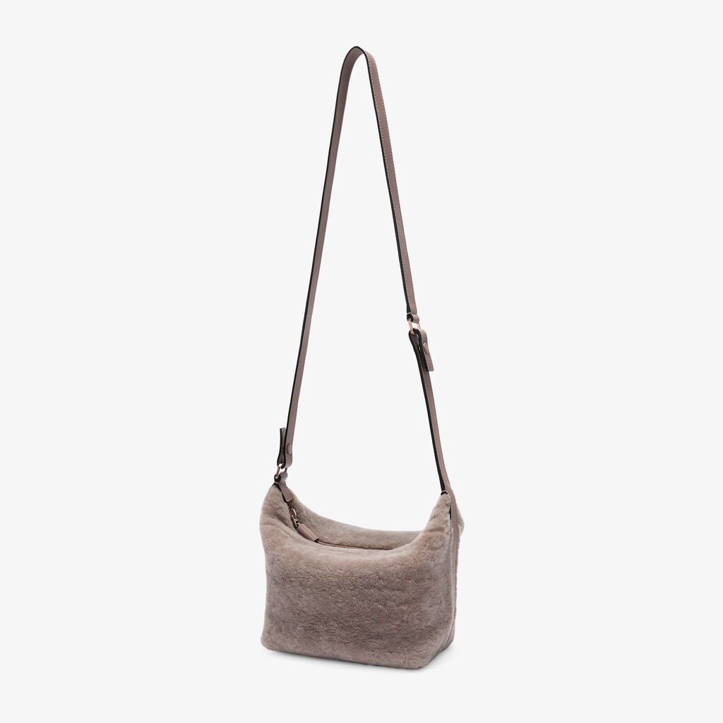 Mochi Shearling Top Handle Mini Bag -  - Montone Merinos/Vitello Millepunte Soft - Valextra - 3