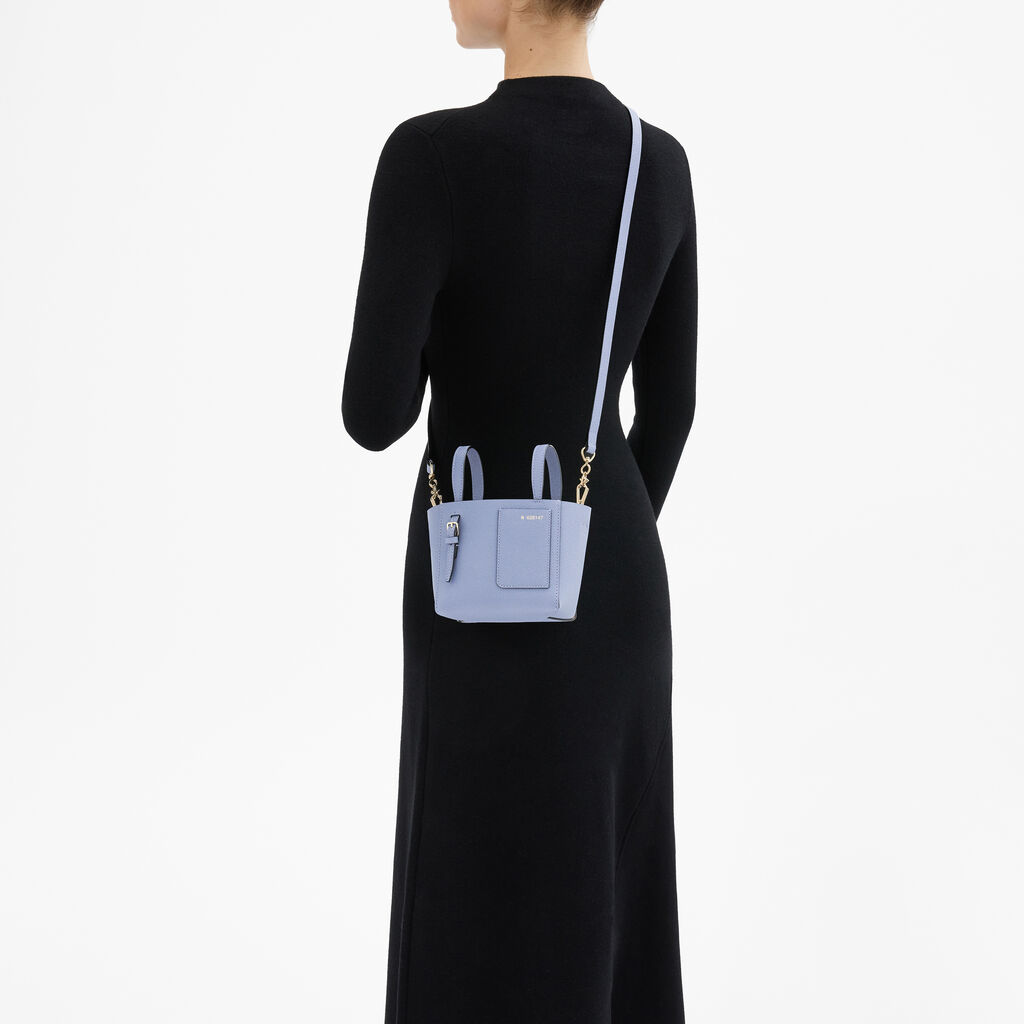 Borsa a Secchiello Soft Nano - Blu Ortensia - Pelle di vitello Millepunte - Valextra - 2